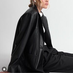 Almina Concept Oversized Faux Leather Jacket Black